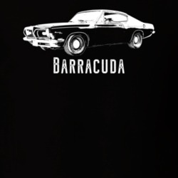 1969 Barracuda Side View With Model Dark Color T Shirt