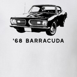 1968 Barracuda Side View With Model And Year Light Color T Shirt