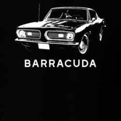 1968 Barracuda Side View With Model Dark Color T Shirt