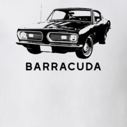 1968 Barracuda Side View With Model Light Color T Shirt