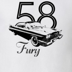 1958 Fury Side View With Year And Model Light Color T Shirt