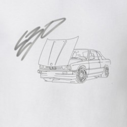 E30 Side View Open Hood  Joe Mitchell Sketch White T Shirt
