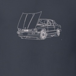 E30 Side View Open Hood Joe Mitchell Sketch Dark T Shirt