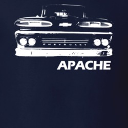 1960 C10 Apache Pickup Grill View With Model Name Navy T Shirt