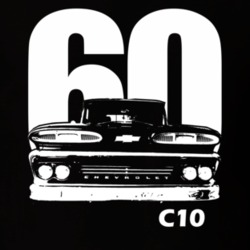 1960 C10 Apache Pickup Grill View With C10 And Year Black T Shirt