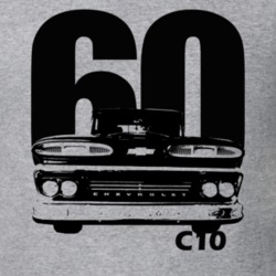 1960 C10 Apache Grill View With Year And C10 Model Name Heather Grey T