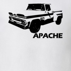 1960 C10 Apache Pickup Side View With Apache Model Name White T Shirt