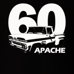 1960 Apache C10 Pickup Side View With Year And Apache Model Name Black