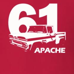 1961 C10 Apache Side View With Apache Model Name And Year Red T Shirt
