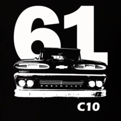 1961 C10 Apache Pickup Grill View With Year And C10 Model Name Black T