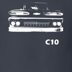 1961 C10 Apache Pickup Grill View With C10 Model Name Charcoal T Shirt
