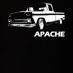 1962 C10 Apache Pickup Side View With Apache Model Name Black T Shirt