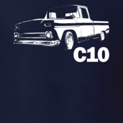 1962 C10 Apache Pickup Side View With C10 Model Name Navy T Shirt