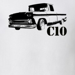 1962 C10 Apache Pickup Truck Side View With C10 Model Name White T Shi
