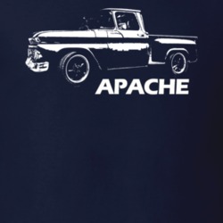1962 C10 Apache Pickup Sicde View With Apache Model Name Navy T Shirt