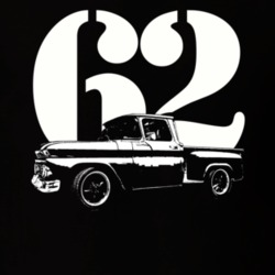 1962 C10 Apache Side View With Year Black T Shirt