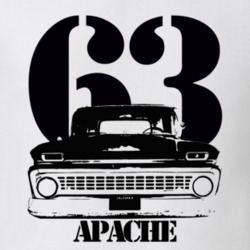 1963 C10 Apache Grill View With Year And Apache Model Name White T Shi