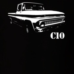 1963 C10 Apache Pickup Truck Side View With C10 Model Name Black T Shi