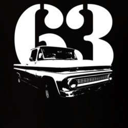 1963 C10 Apache Pickup Truck Side View With Year Black T Shirt