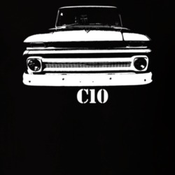 1964 C10 Apache Pickup Grill View With C10 Model Name Black T Shirt