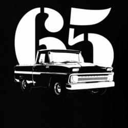 1965 C10 Apache Pickup Side View With Year Black T Shirt