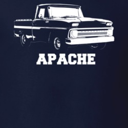 1965 C10 Apache Pickup Side View With Apache Model Name Navy T Shirt