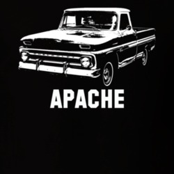 1966 C10 Apache Pickup Side View With Apache Model Name Black T Shirt