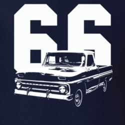 1966 C10 Apache Pickup Side View With Year Navy T Shirt