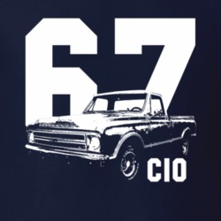 1967 C10 Apache Pickup Side View With Year And Model Name Navy T Shirt