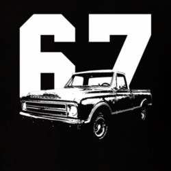 1967 C10 Apache Side View With Year Black T Shirt