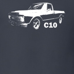 1968 C10 Pickup Side View With Model Charcoal T Shirt