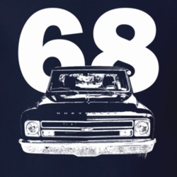 1968 C10 Pickup Truck Grill View With Year Navy T Shirt