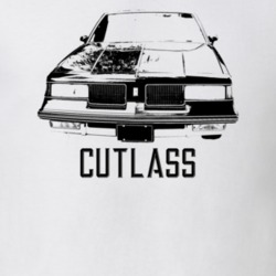 1987 Cutlass Grill View With Model Light Color T Shirt