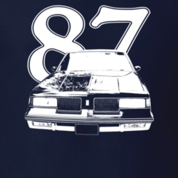 1987 Cutlass Grill View With Year Dark Color T Shirt