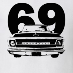 1969 C10 Apache Pickup Truck Grill View With Year White T Shirt