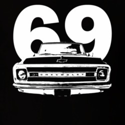 1969 C10 Apache Pickup Truck Grill View With Year Black T Shirt