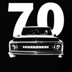 1970 C10 K10 Pickup Truck Grill View With Year Black T Shirt