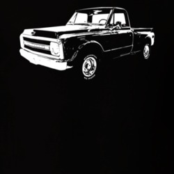 1970 C10 K10 Pickup Truck Stepside Side View Black T Shirt