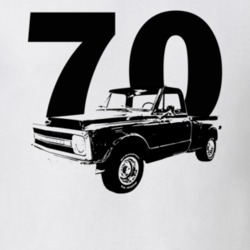 1970 C10 K10 Pickup Truck Stepside Side View With Year White T Shirt