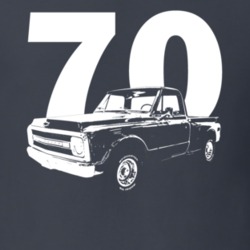 1970 C10 K10 Stepside Pickup Truck Side View With Year Charcoal T Shir