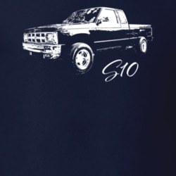 1993 S10 Side View With Model Dark Color T Shirt