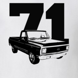 1971 C10 Pickup Truck Side View With Year White T Shirt