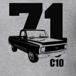 1971 C10 Pickup Truck Side View With Year And Model Name Heather Grey 