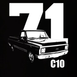 1971 C10 Pickup Truck Side View With Year And Model Name Black T Shirt
