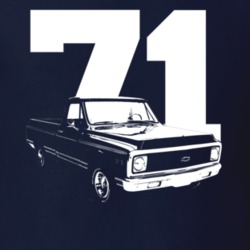 1971 C10 Pickup Truck Side View With Year Navy T Shirt