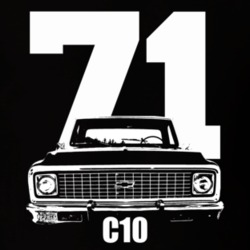 1971 C10 K10 Pickup Grill View With Year And Model Name Black T Shirt
