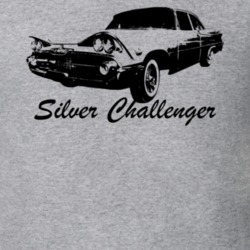 1959 Silver Challenger Side View With Model Name Heather Grey T Shirt