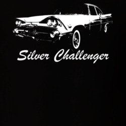 1959 Silver Challenger Side View With Model Name Black T Shirt