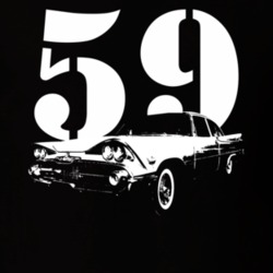 1959 Silver Challenger Side View With Year Black T Shirt