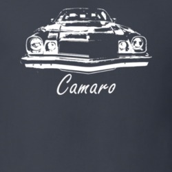 1975 Camaro Grill View With Model Name Charcoal Grey T Shirt